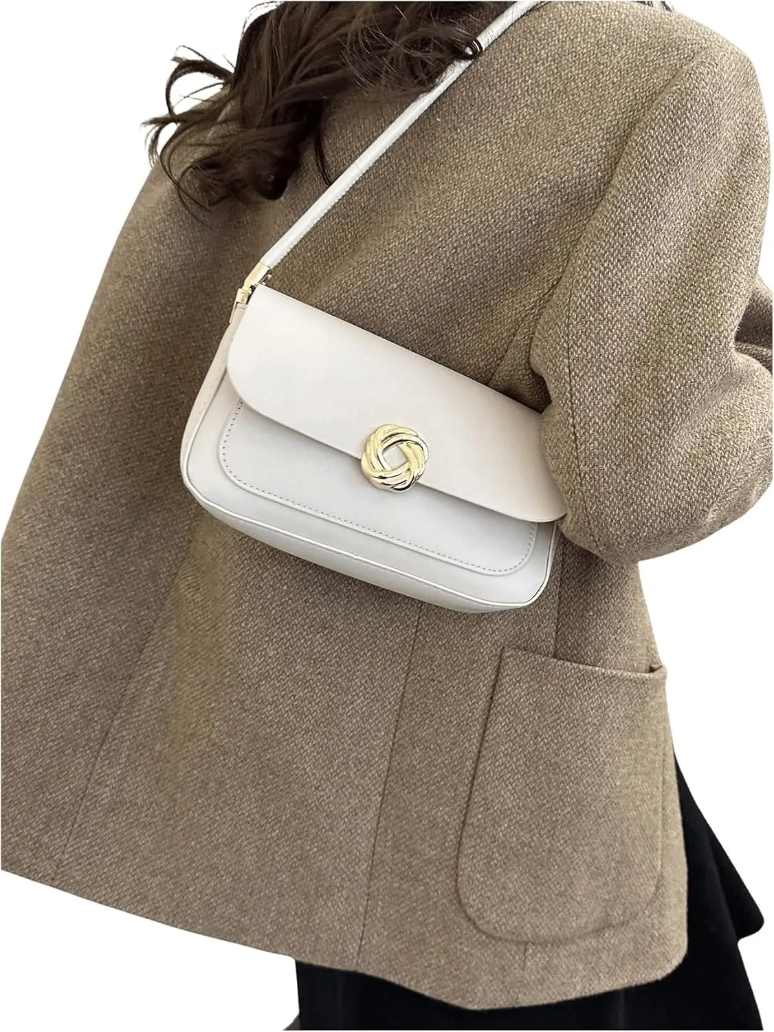 SweatyRocks Women's Retro Leather Flap Buckle Square Shoulder Bag Top Handle Small Clutch Purses