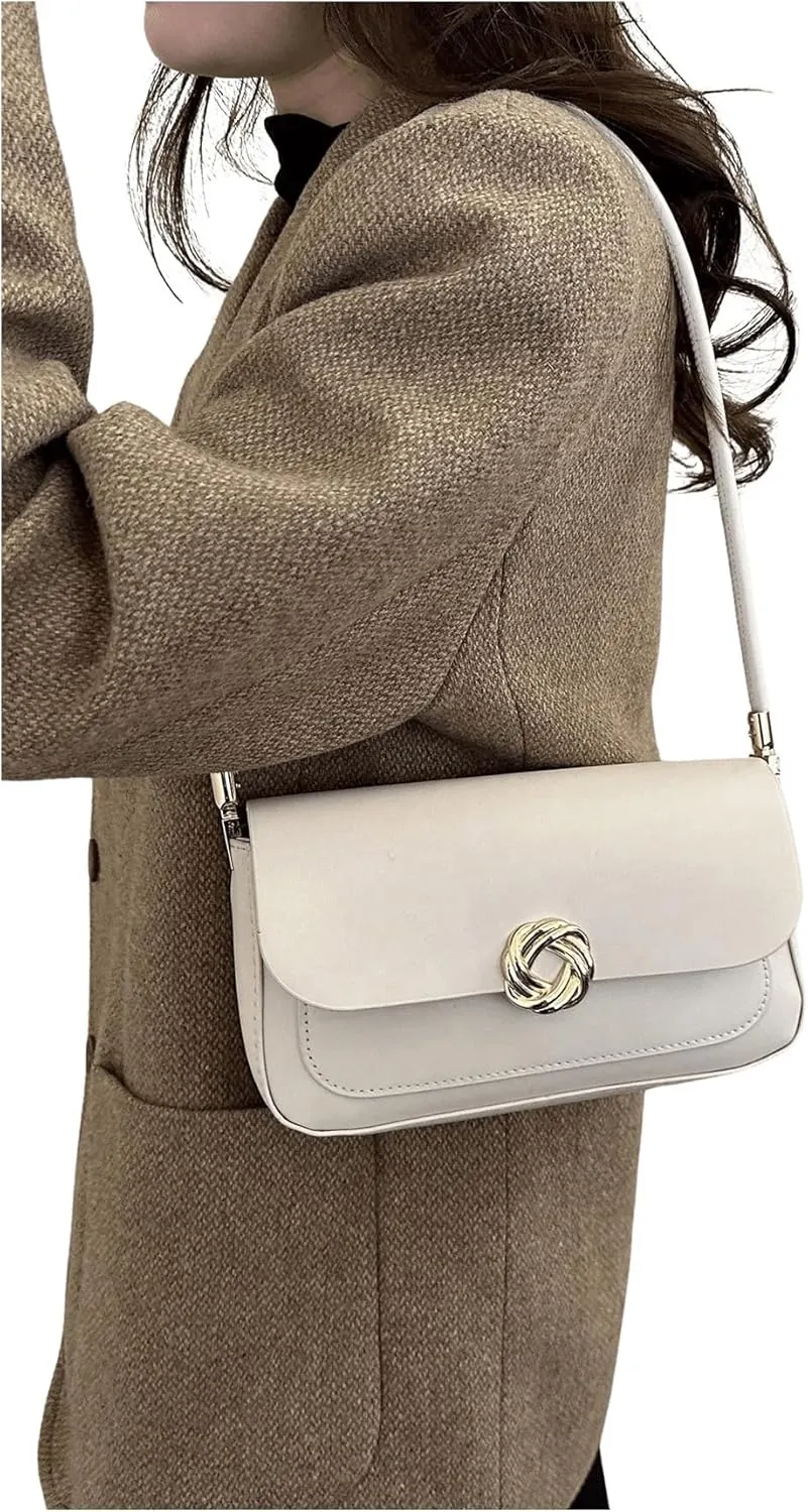 SweatyRocks Women's Retro Leather Flap Buckle Square Shoulder Bag Top Handle Small Clutch Purses