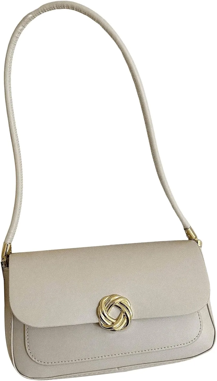 SweatyRocks Women's Retro Leather Flap Buckle Square Shoulder Bag Top Handle Small Clutch Purses