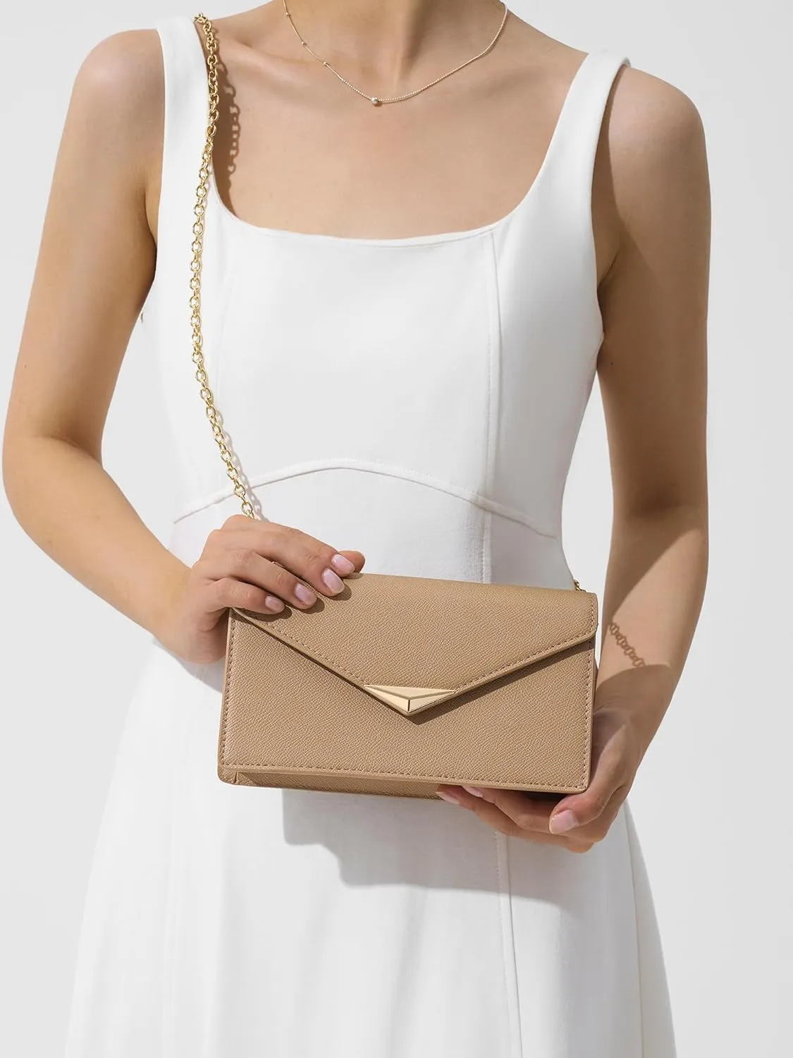 SWEETV Classic Envelope Clutch Purses for Women Elegant PU Leather Handbags for Evening, Weddings, Parties, and Formal Events