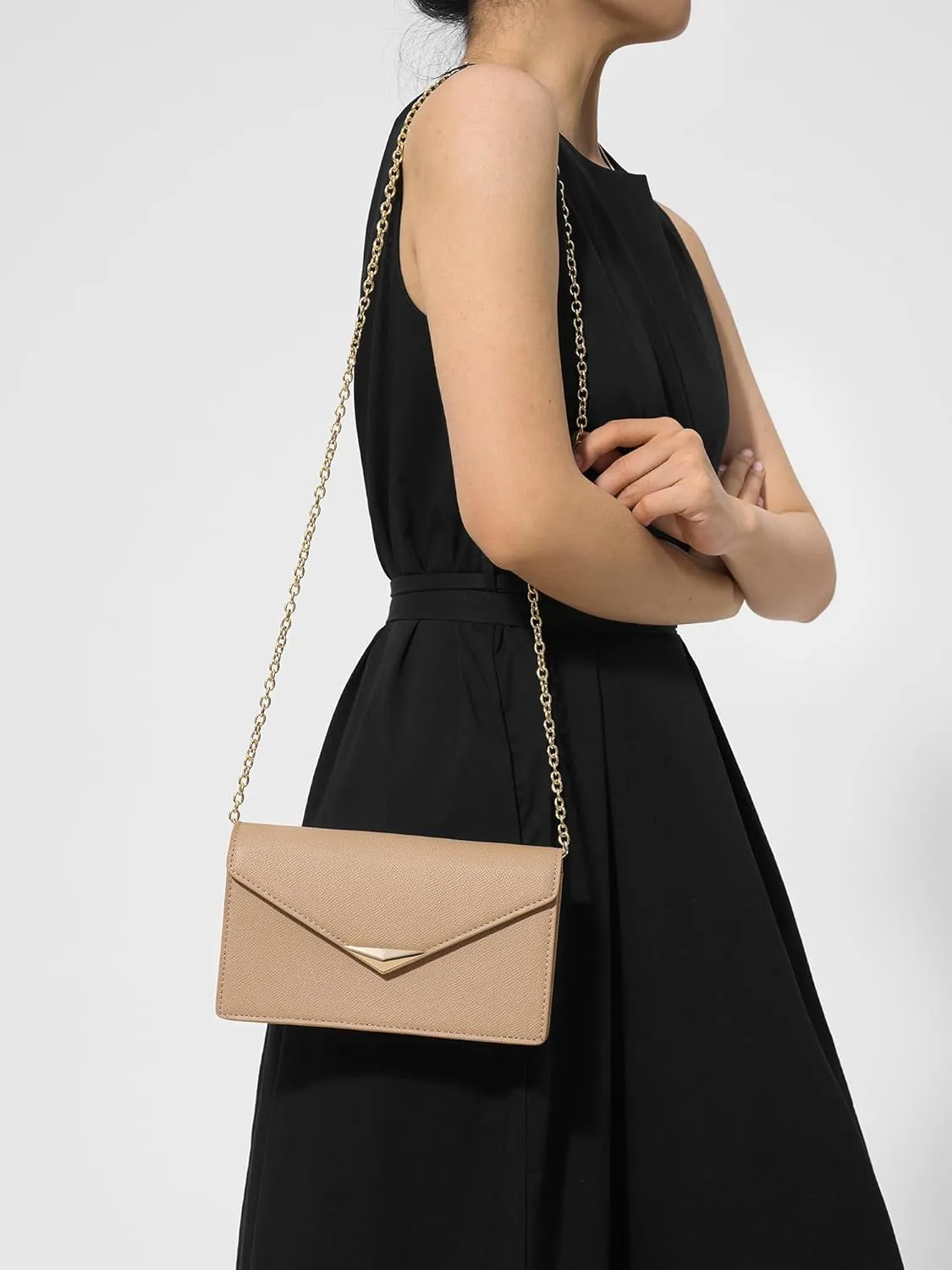 SWEETV Classic Envelope Clutch Purses for Women Elegant PU Leather Handbags for Evening, Weddings, Parties, and Formal Events