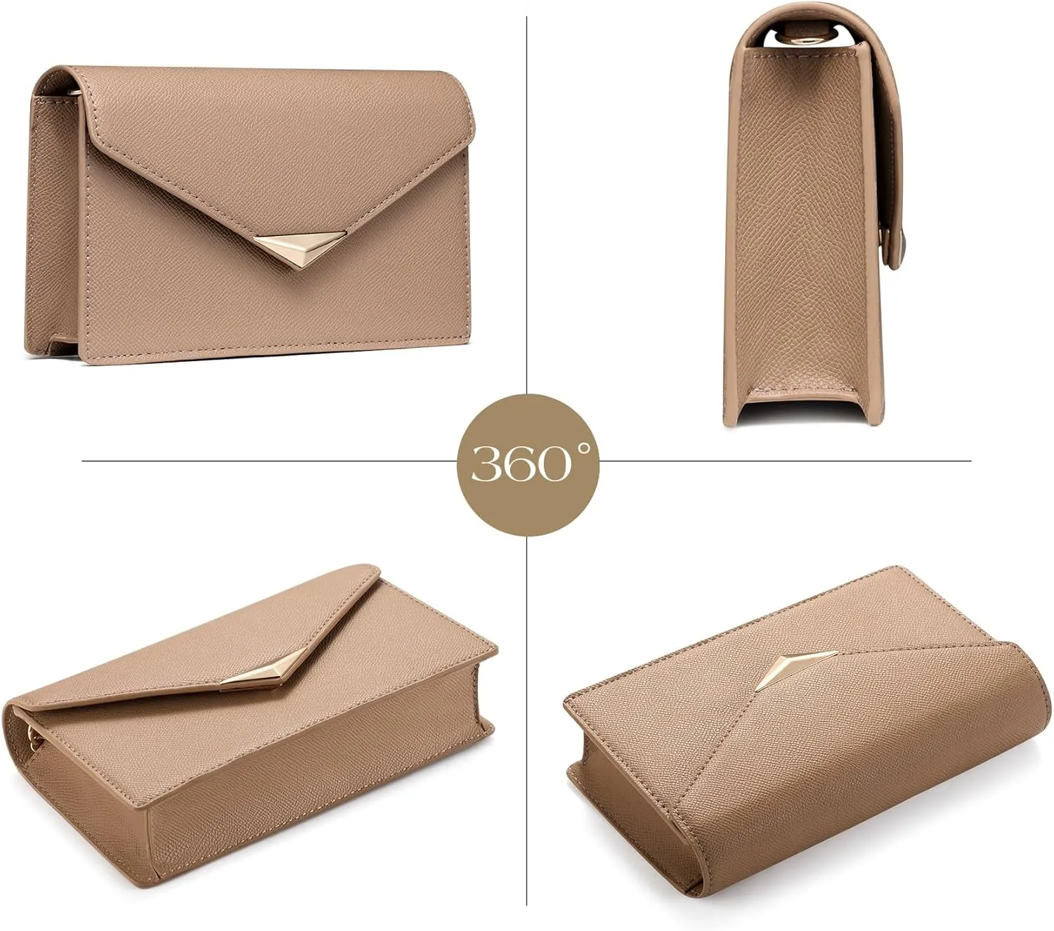 SWEETV Classic Envelope Clutch Purses for Women Elegant PU Leather Handbags for Evening, Weddings, Parties, and Formal Events