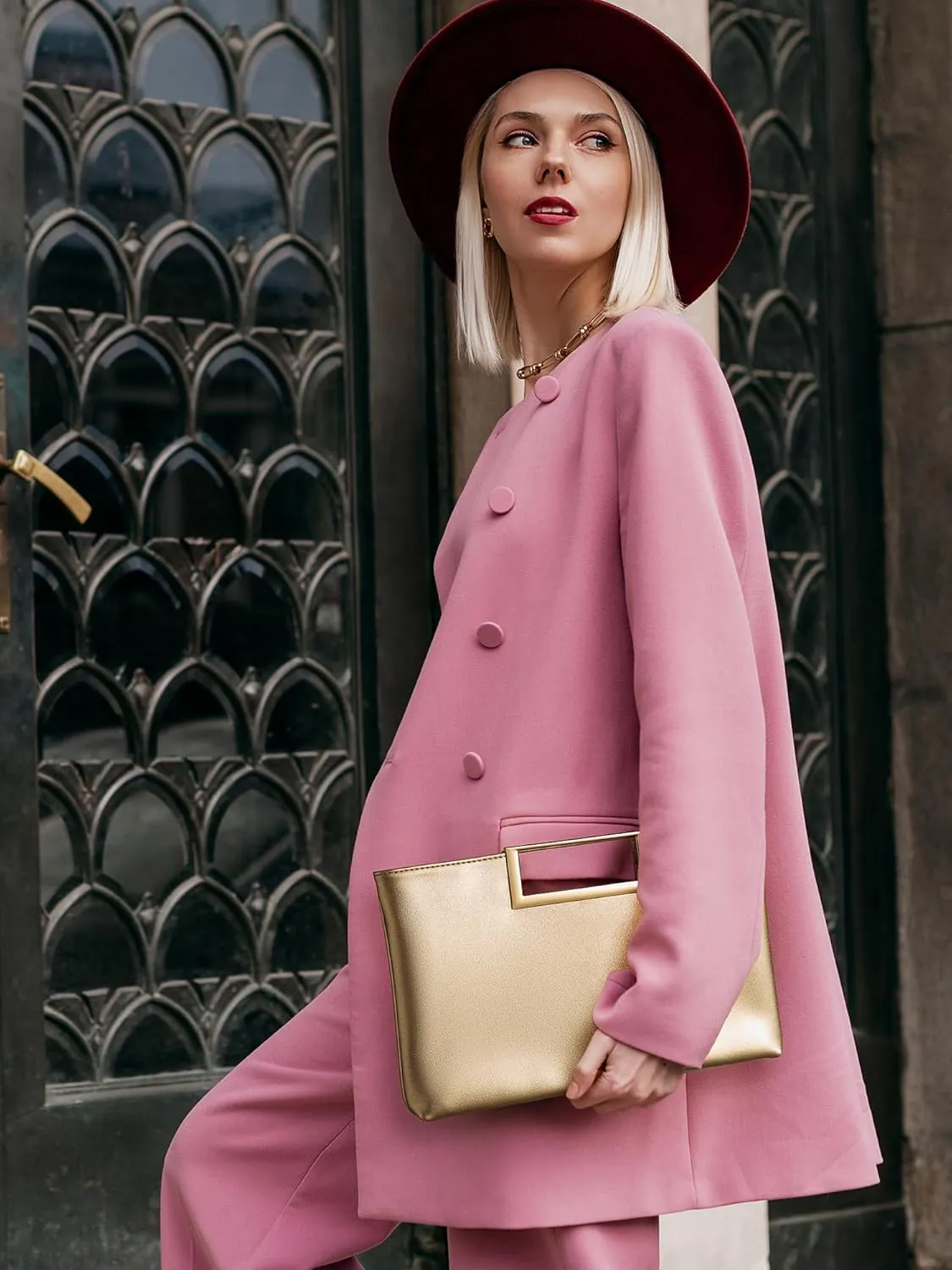 SWEETV Clutch Purses for Women Evening Formal, Fashion PU Leather Purse for Prom, Cocktail, and Wedding,Nina
