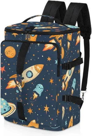 Tactical Sports Duffle Bag for Travel Waterproof Gym Bag with Shoe Compartment 48L Carry On Luggage for Men & Women 3-in-1 Durable Travel Luggage Galaxy Spaceship Space