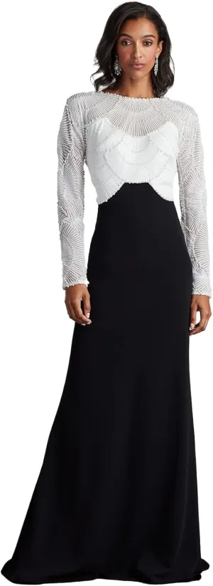 Tadashi Shoji Destiny Long-Sleeve Embellished Gown