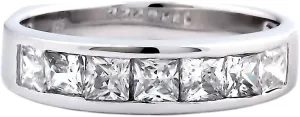 Tallia B: 3.4ct Princess-cut Ice on Fire CZ Semi Eternity Wedding Band Ring 925 Silver, 3147