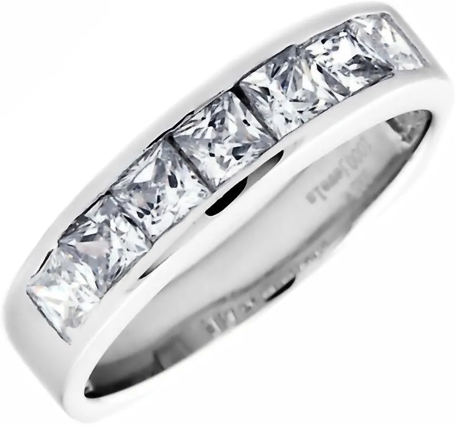 Tallia B: 3.4ct Princess-cut Ice on Fire CZ Semi Eternity Wedding Band Ring 925 Silver, 3147
