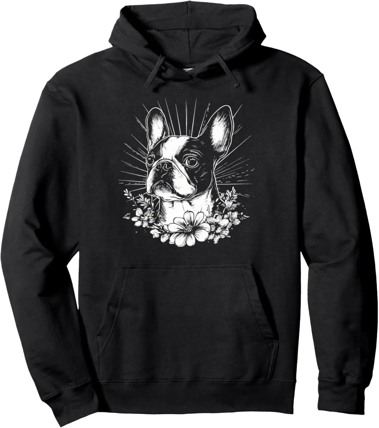 Tattoo Style Lover Boston Terrier Retro Dog Pullover Hoodie