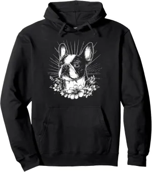 Tattoo Style Lover Boston Terrier Retro Dog Pullover Hoodie