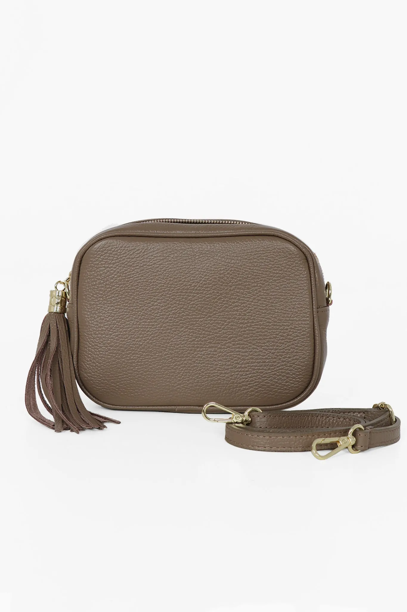 Taupe Genuine Italian Leather Camera Bag