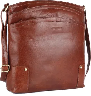 Terry Large Soft Real Leather Womens Crossbody Handbags and Purses-Triple Zip Premium Sling Crossover Shoulder Bag