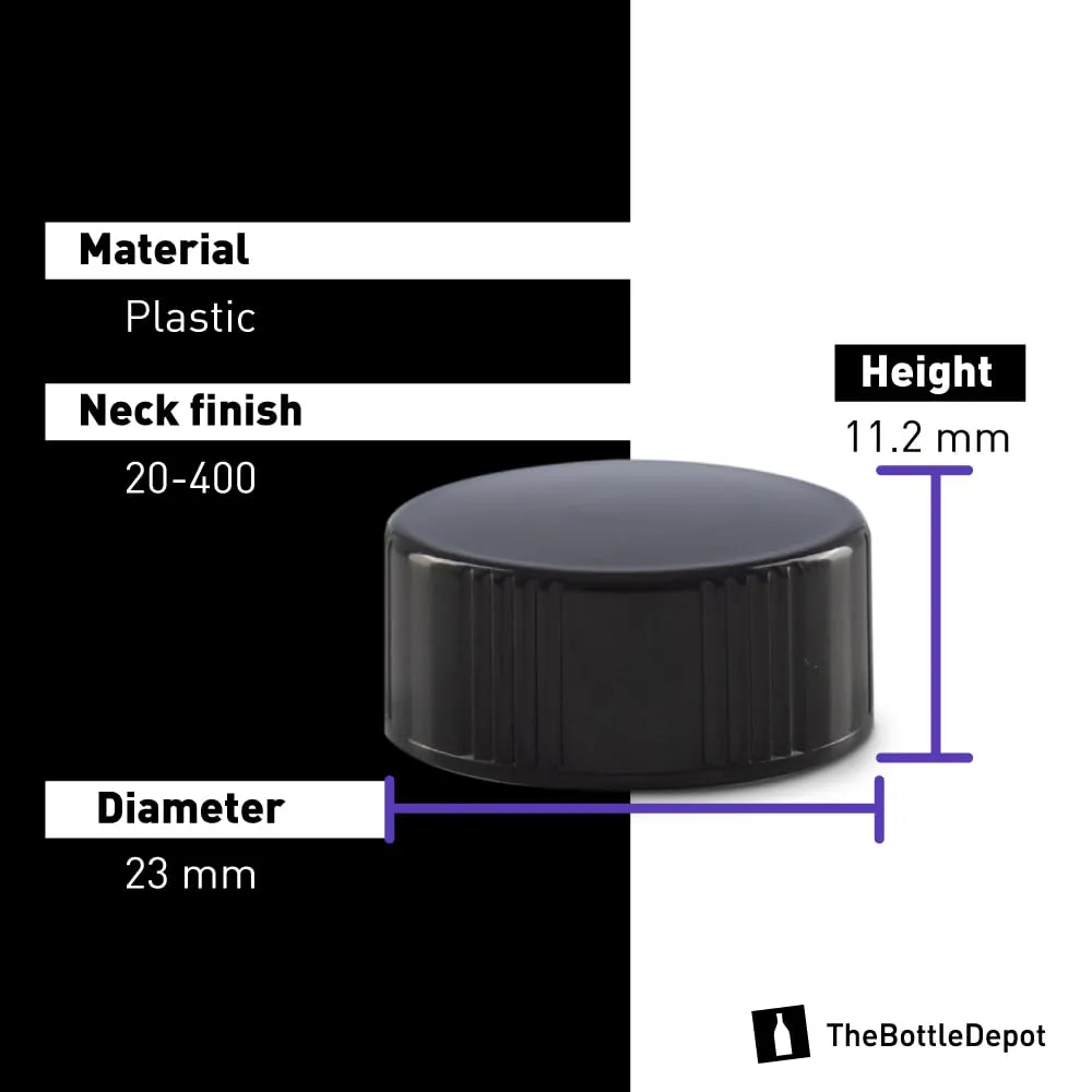 The Bottle Depot - 24 Pack - 2 oz Glass Bottle With Cap - Black UV - 20-400 Neck Finish - Boston Round Bottles - UV Rays Protection