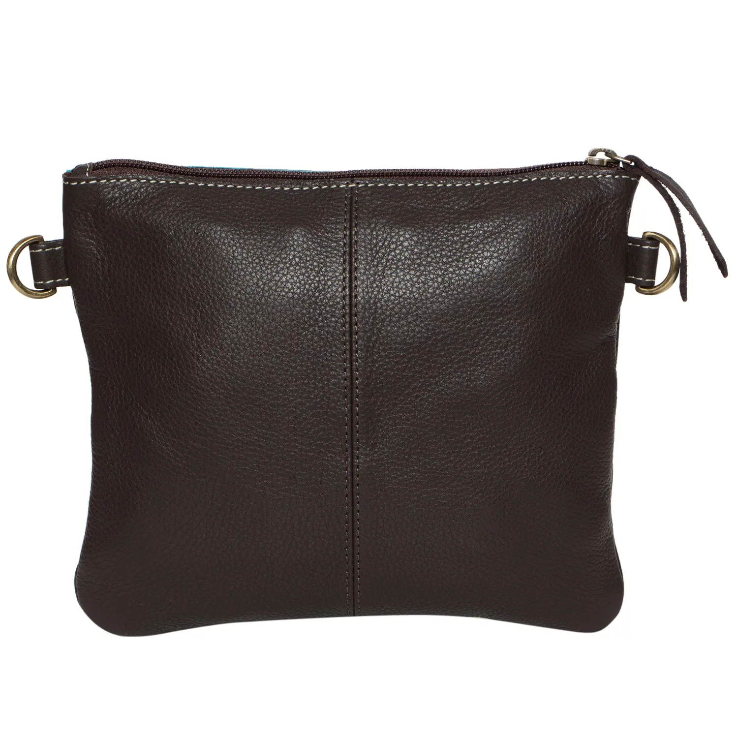 The Design Edge Tooling Leather Carved Clutch Bag with Turquoise Base - Renovation Sale