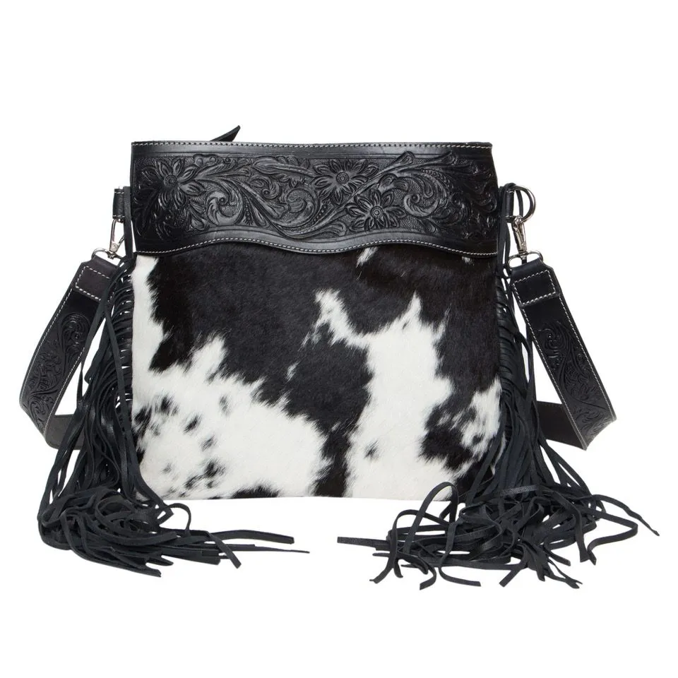 The Design Edge Tooling Leather Medium Sling Cowhide Bag