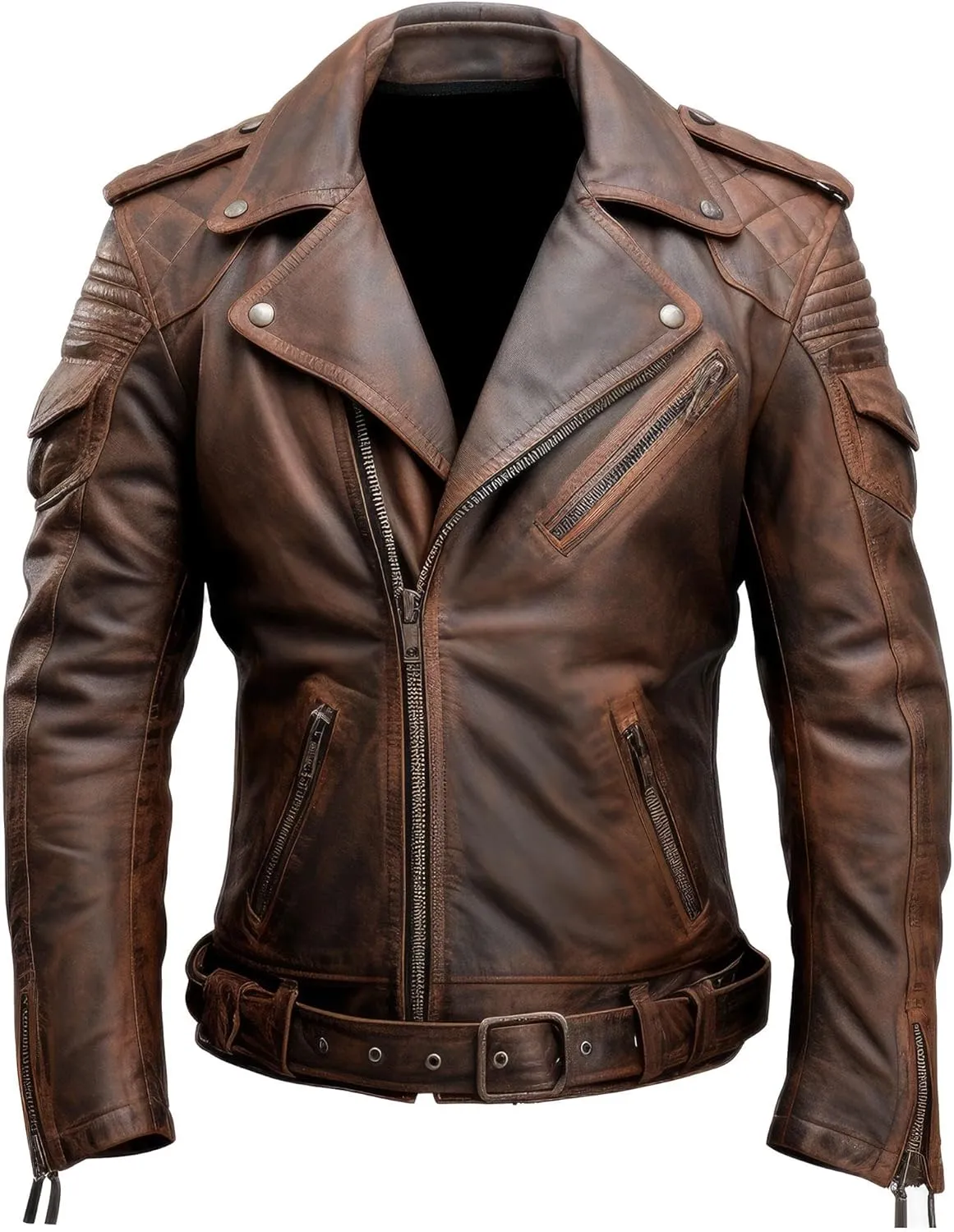 The Next Mens Classic Aviation Genuine Leather Jacket with Military Lapel Zipper Pockets Pilot Leather Jackets