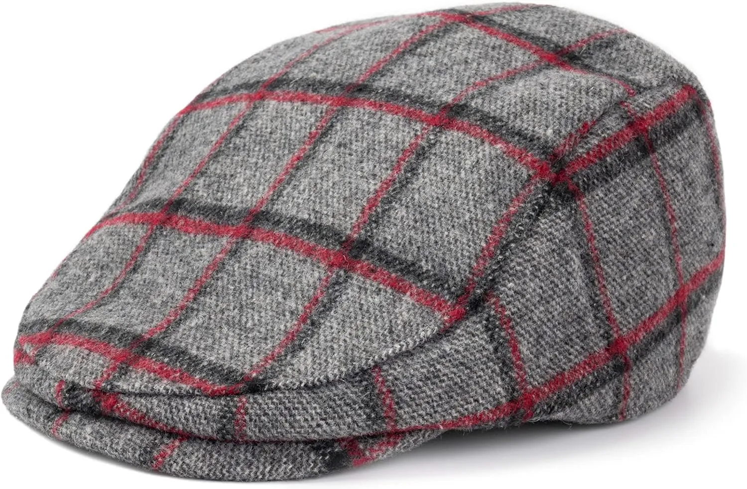 The Original Boston Scally Cap - Plaid Newsboy Flat Cap - Single Panel Cotton Fitted Hat for Men