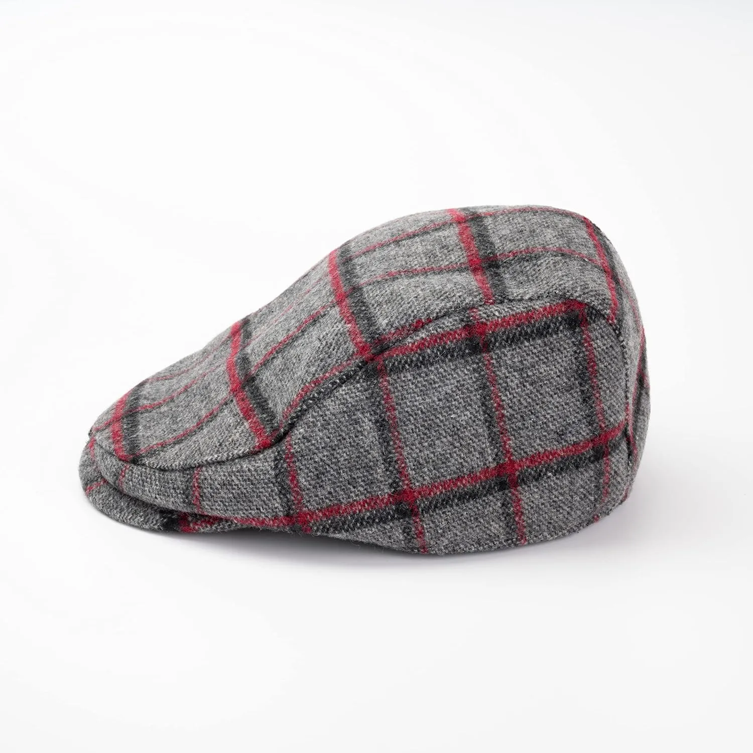 The Original Boston Scally Cap - Plaid Newsboy Flat Cap - Single Panel Cotton Fitted Hat for Men