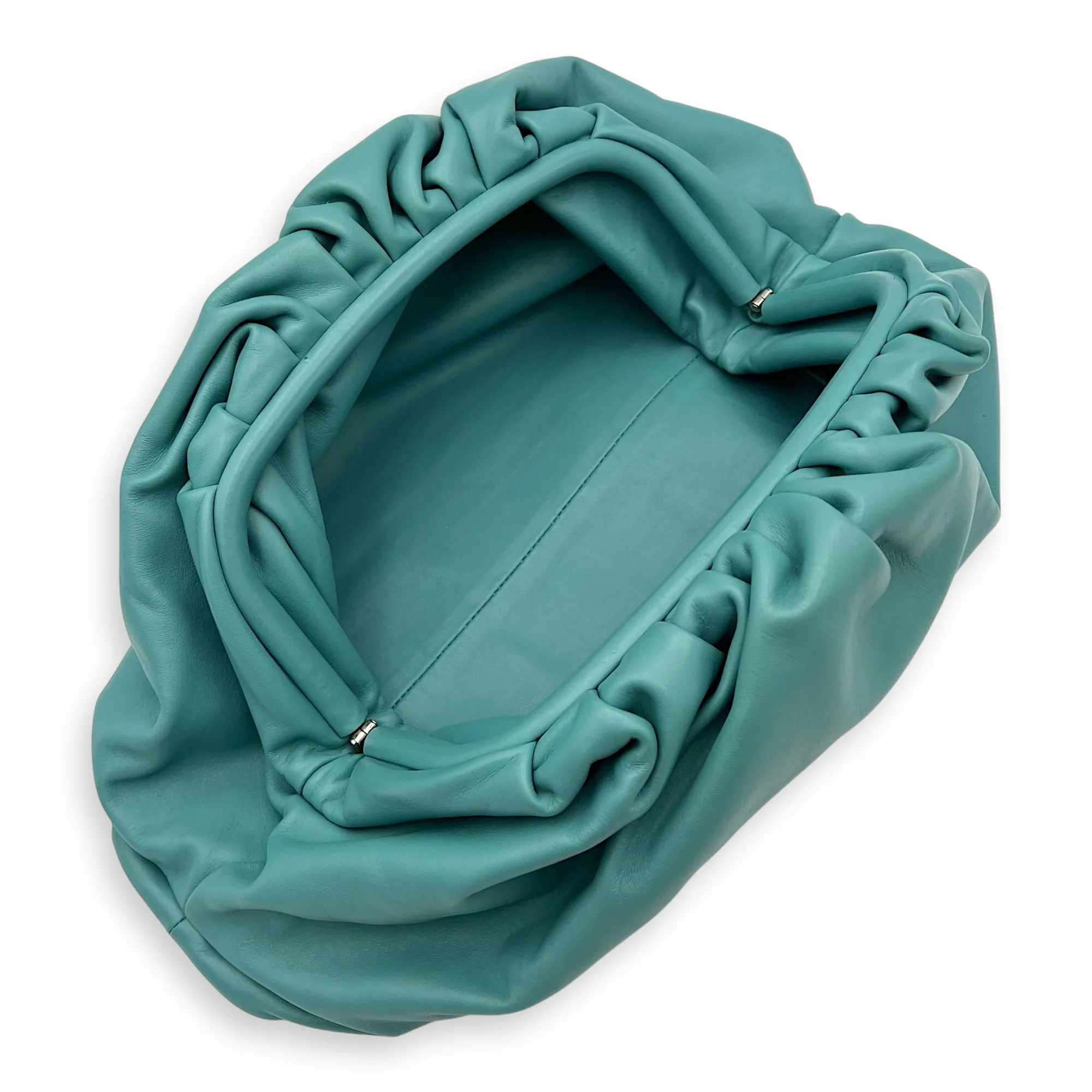 The Pouch Blue Clutch in Calfskin, Silver hardware