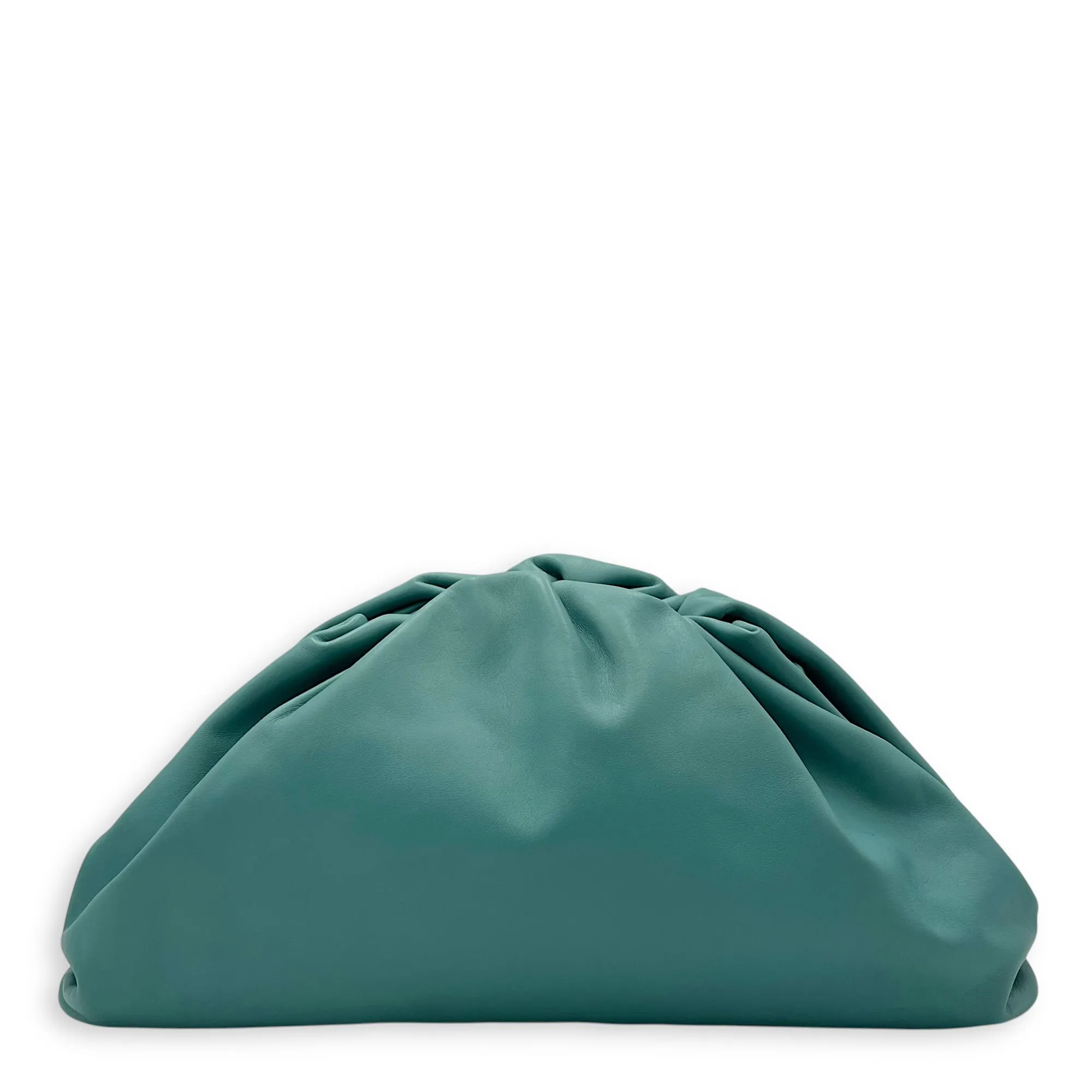 The Pouch Blue Clutch in Calfskin, Silver hardware