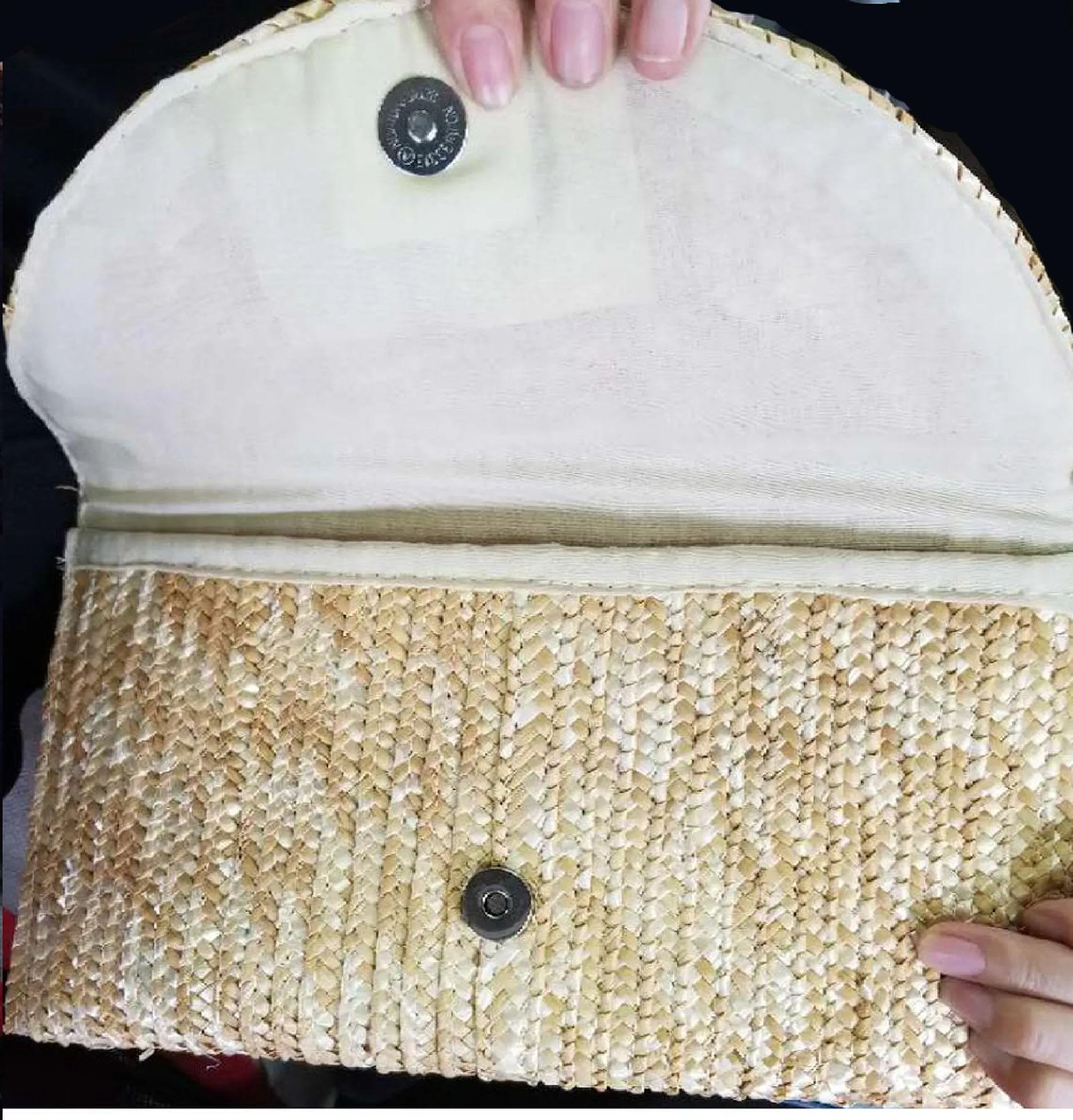 The Vineyard Straw Clutch with Black Bow - Interchangeable