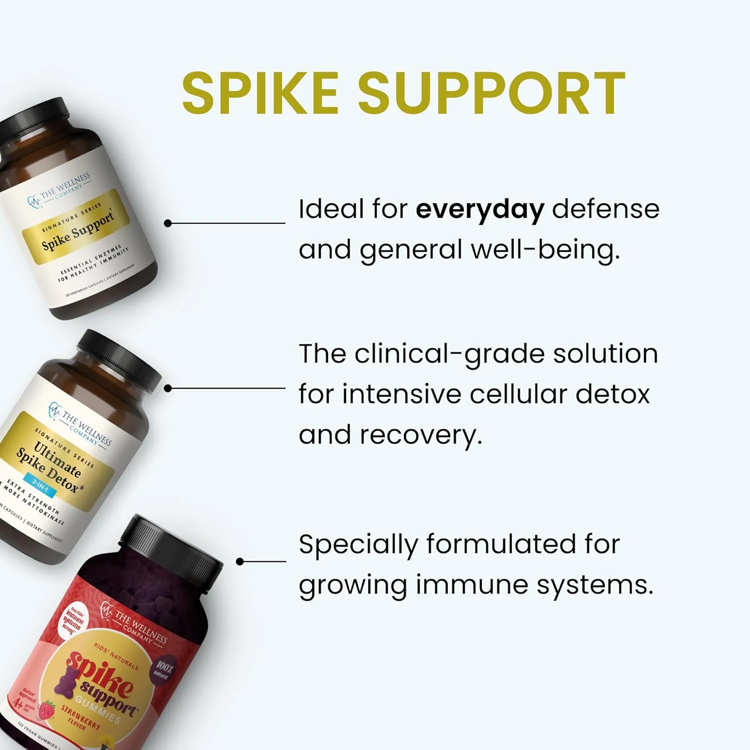 The Wellness Company Spike Support | 60 ct (1 Month Supply) | with Nattokinase, A Proteolytic Enzyme for Fibrinolytic (Anti-Clotting) | Non-GMO, Vegan, Gluten Free | for Year-Round Immune Support