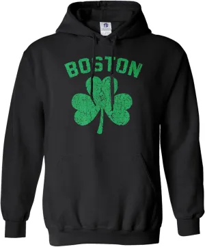 Threadrock Men's Green Boston Shamrock Hoodie Sweatshirt