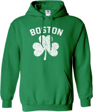 Threadrock Men's Green Boston Shamrock Hoodie Sweatshirt