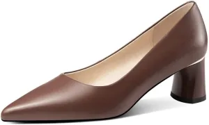 TinaCus Genuine Leather Pointed Toe Handmade Cone Heels Women's Pumps Shoes