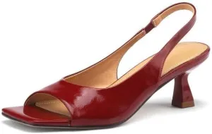 TinaCus Women's Genuine Leather Handmade Peep Toe Mid Kitten Heel Sexy Slingback Sandals Pumps Shoes