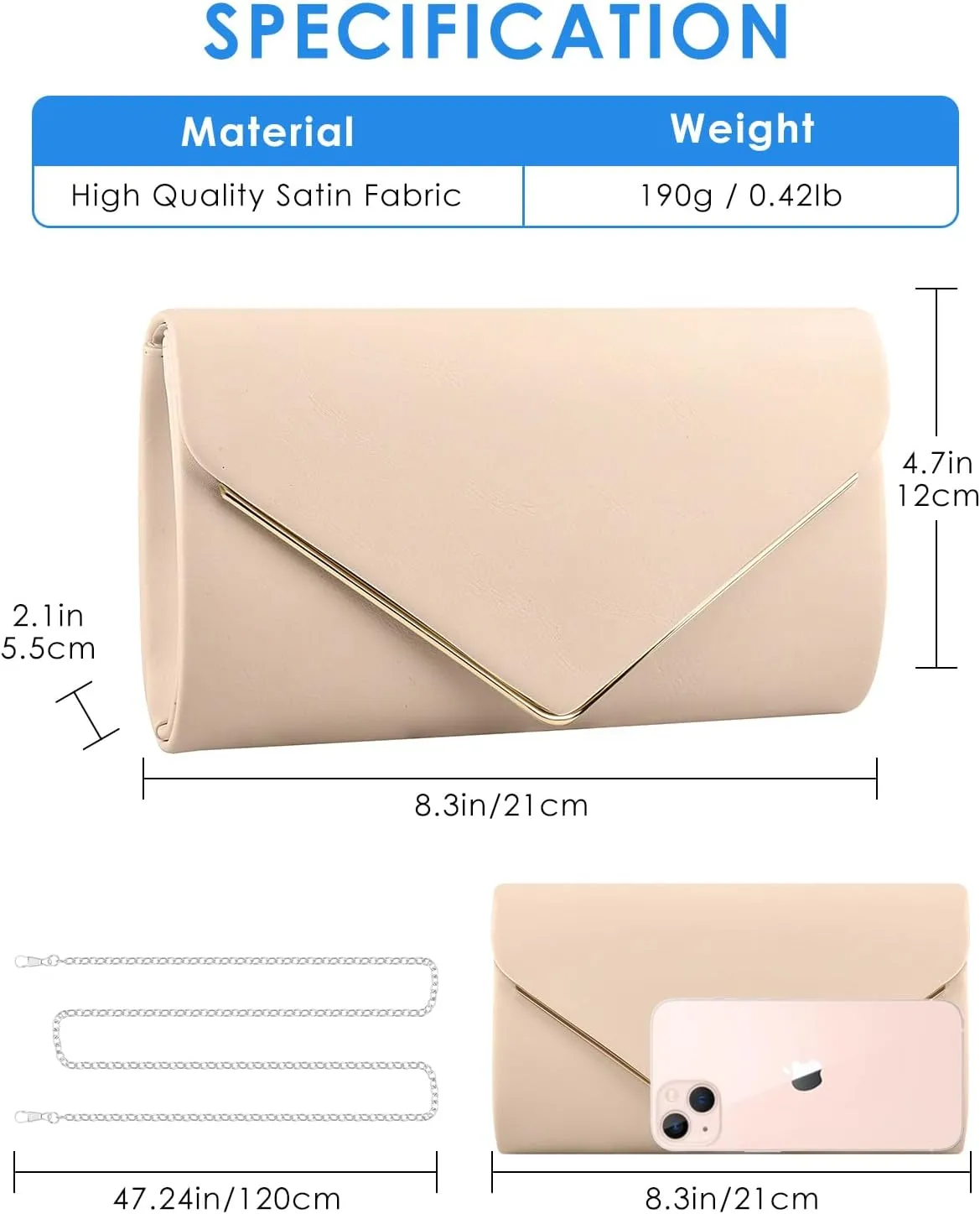 TINDTOP Evening Clutch Purses for Women Handbags for Formal Wedding Party Cocktail Prom Crossbody Shoulder Envelope Bag