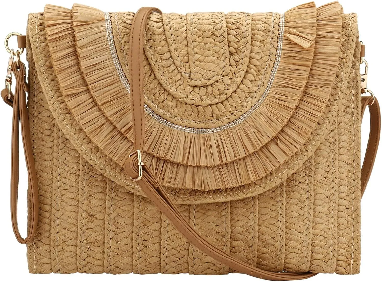 Tmore Weave Handbag,Straw Clutch Summer Evening Handbag Summer Beach Party Purse Woven Straw Bag Envelope