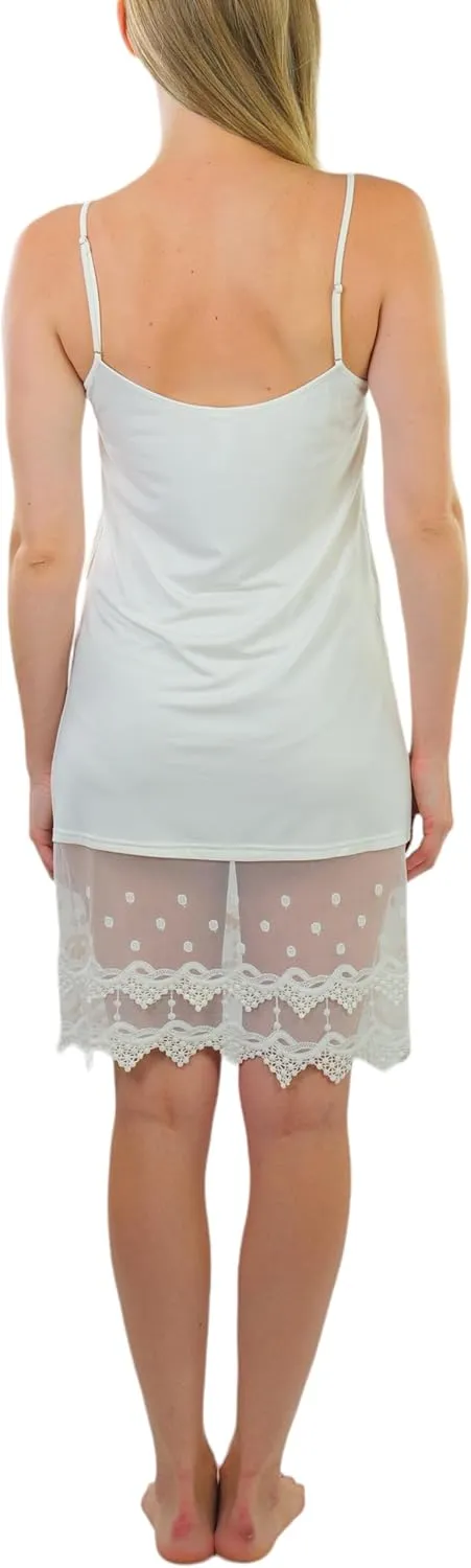 ToBeInStyle Women's Layering Lace Trimmed Midi Nightgowns Slip Dress