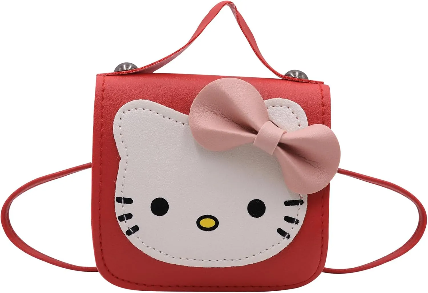 Toddlers Kids Purse Cute Cartoon Bowknot Cat Crossbody Bag Little Girls Small Leather Shoulder Bag Tote Handbag