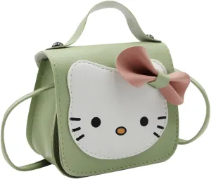 Toddlers Kids Purse Cute Cartoon Bowknot Cat Crossbody Bag Little Girls Small Leather Shoulder Bag Tote Handbag