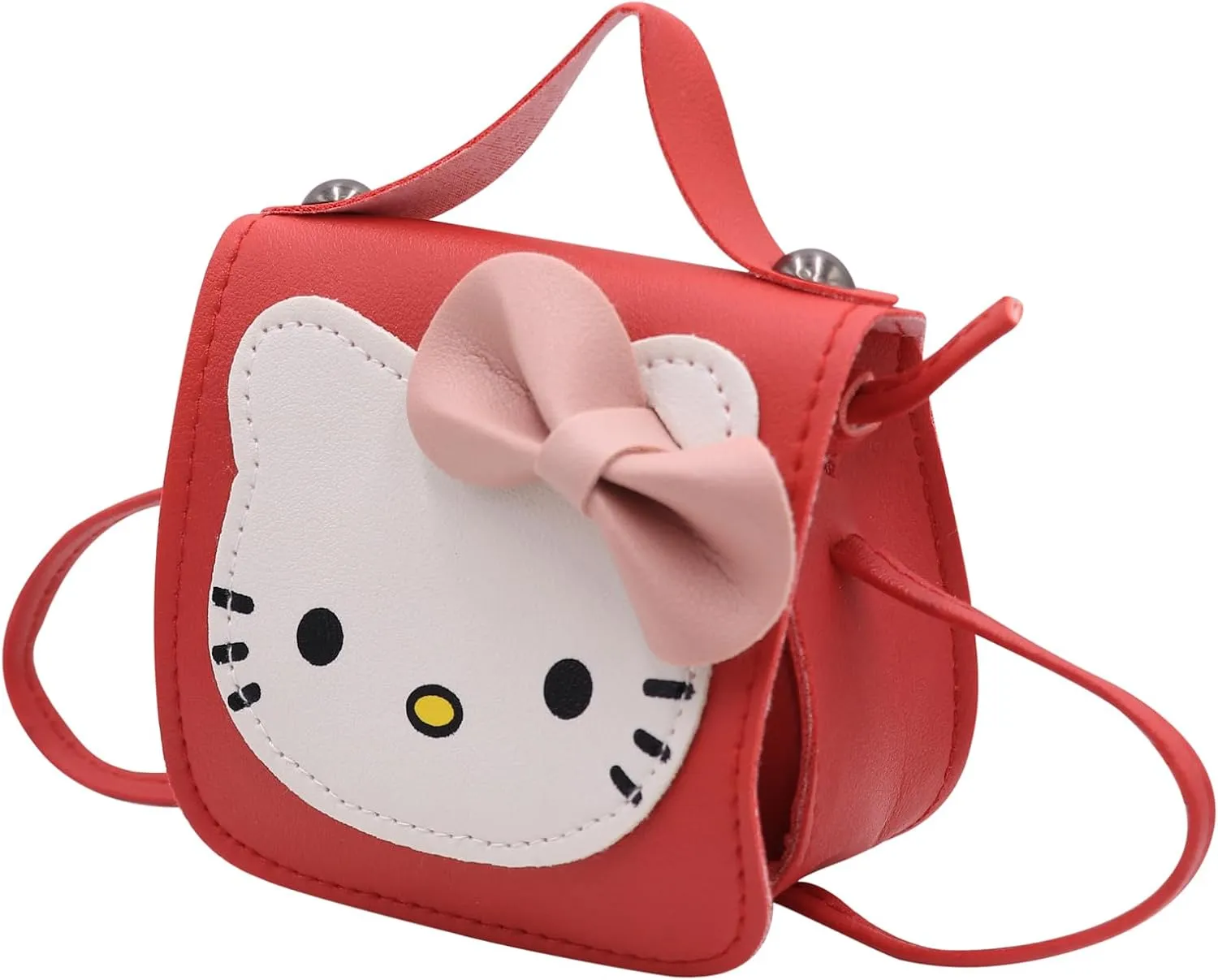 Toddlers Kids Purse Cute Cartoon Bowknot Cat Crossbody Bag Little Girls Small Leather Shoulder Bag Tote Handbag