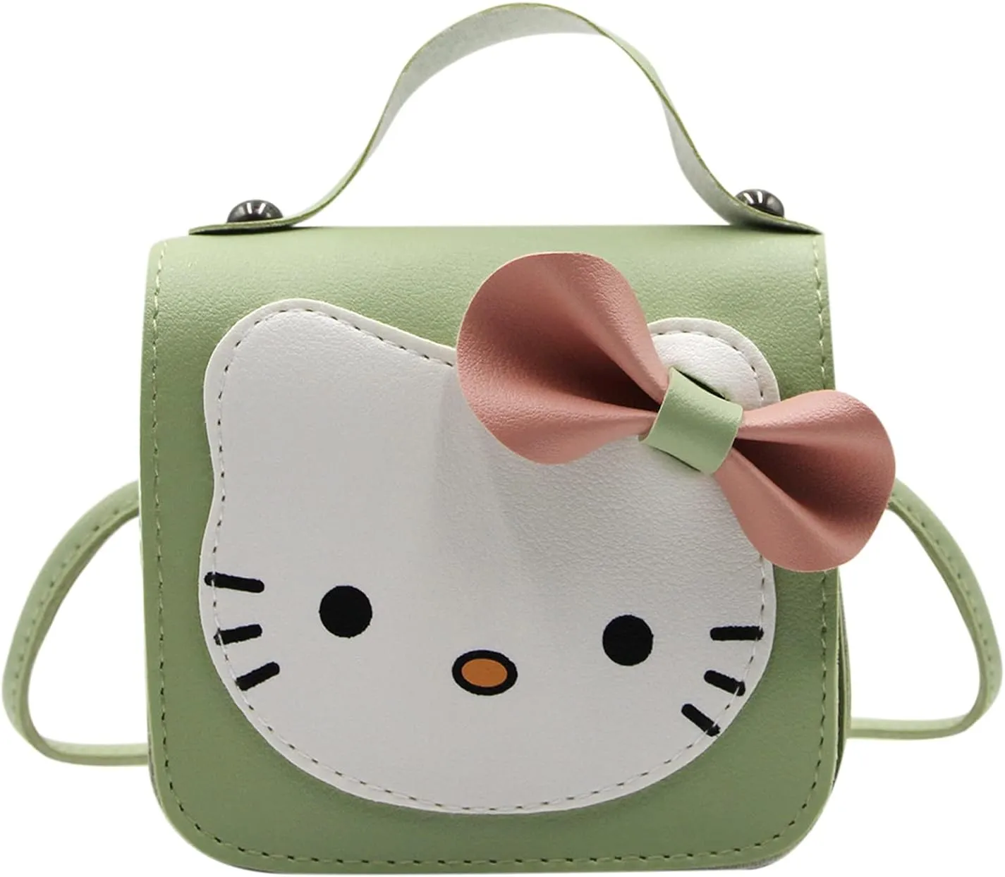 Toddlers Kids Purse Cute Cartoon Bowknot Cat Crossbody Bag Little Girls Small Leather Shoulder Bag Tote Handbag