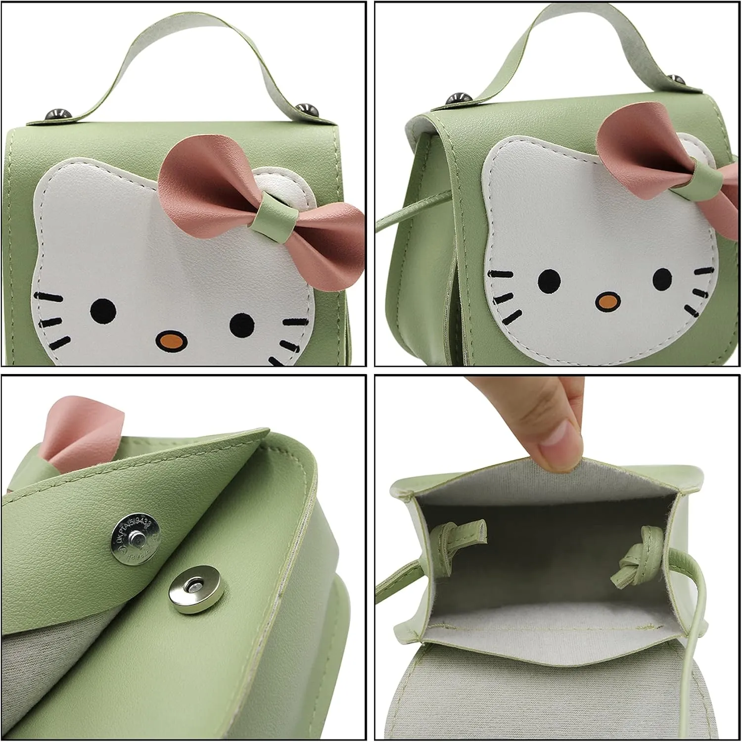 Toddlers Kids Purse Cute Cartoon Bowknot Cat Crossbody Bag Little Girls Small Leather Shoulder Bag Tote Handbag