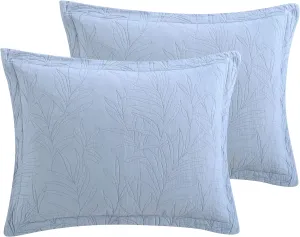 Tommy Bahama Home | Costa Sera Collection | 100% Soft Brushed Cotton, Pre-Washed for Softness, 2-Pack King Sham Set for Bedroom Décor, 21" x 37", Blue