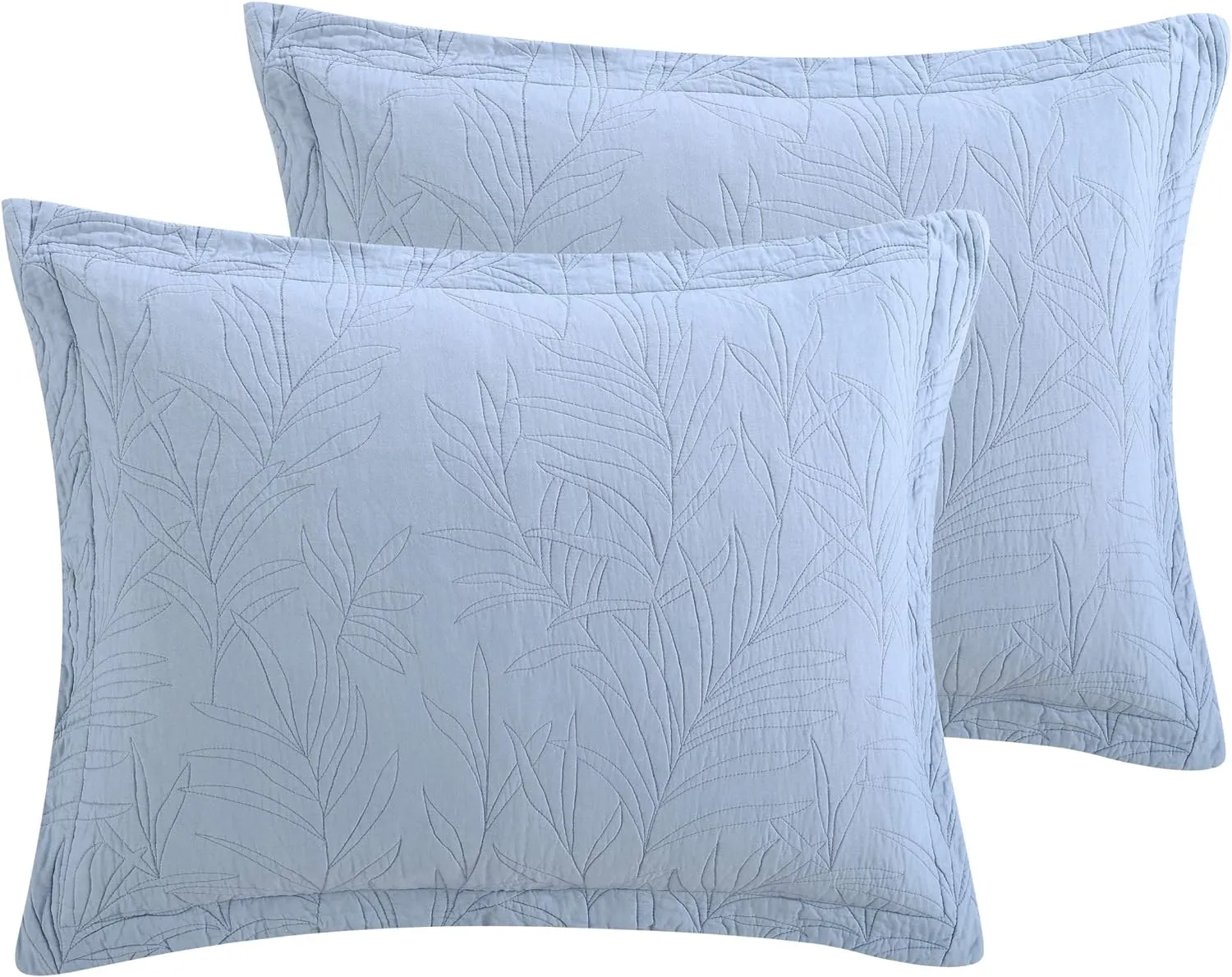 Tommy Bahama Home | Costa Sera Collection | 100% Soft Brushed Cotton, Pre-Washed for Softness, 2-Pack King Sham Set for Bedroom Décor, 21" x 37", Blue