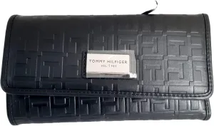 Tommy Hilfiger Women's Logo Checkbook Wallet Clutch Bag (Black)