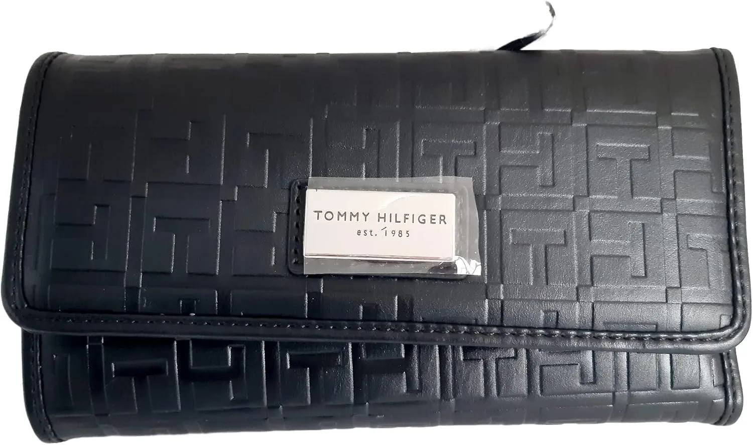 Tommy Hilfiger Women's Logo Checkbook Wallet Clutch Bag (Black)