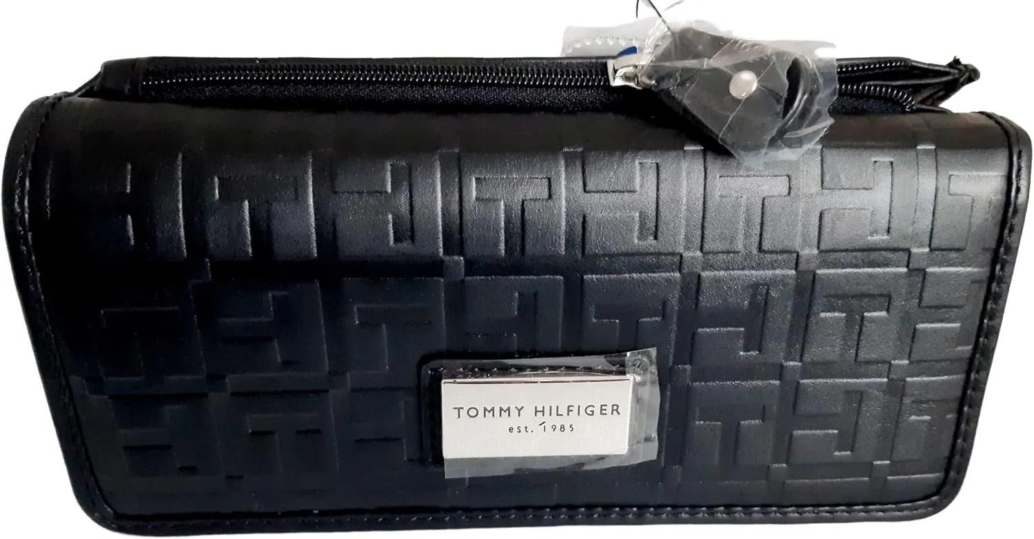 Tommy Hilfiger Women's Logo Checkbook Wallet Clutch Bag (Black)