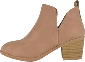 TOP Moda Women Ankle Boots Slip-on Booties V Cut Sides Almond Toe Medium Stack Heel Zandra-7