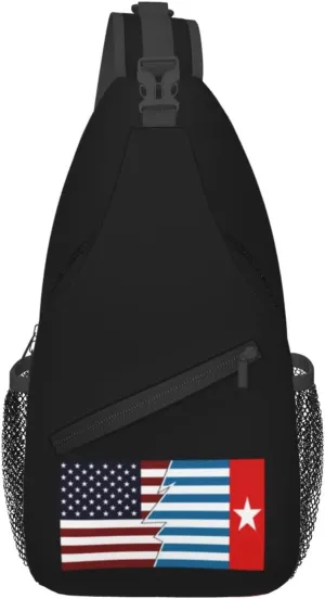 Torn Style American And Morning Star Flags Crossbody Bags For Women Men Chest Backpack Gym Shoulder Bag Travel Outdoor Sports Casual Crossbody Bags