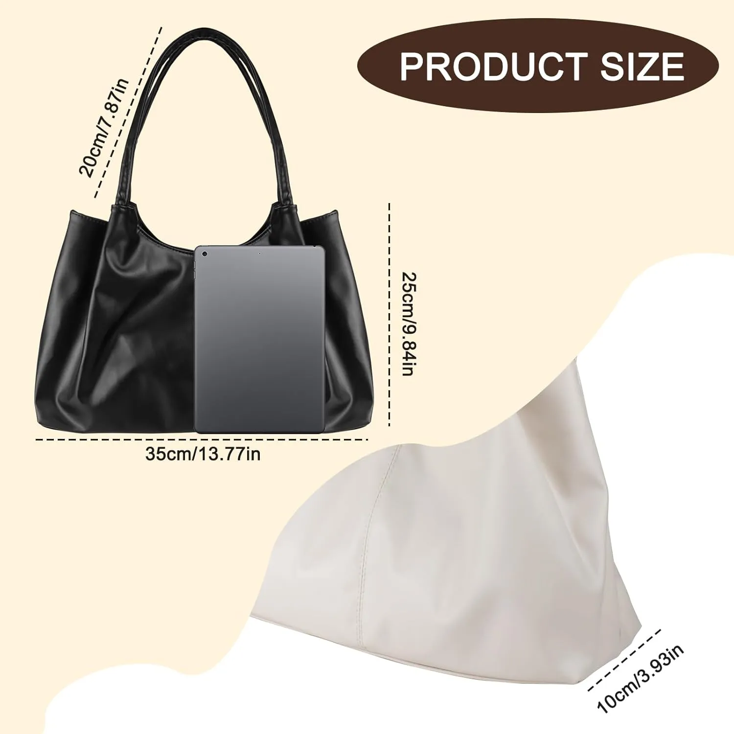 Tote Bag for Women, Solid Color Shoulder Bag with Handhold, Wrinkled Design Hobo Bags for Women with Magnetic Buckle