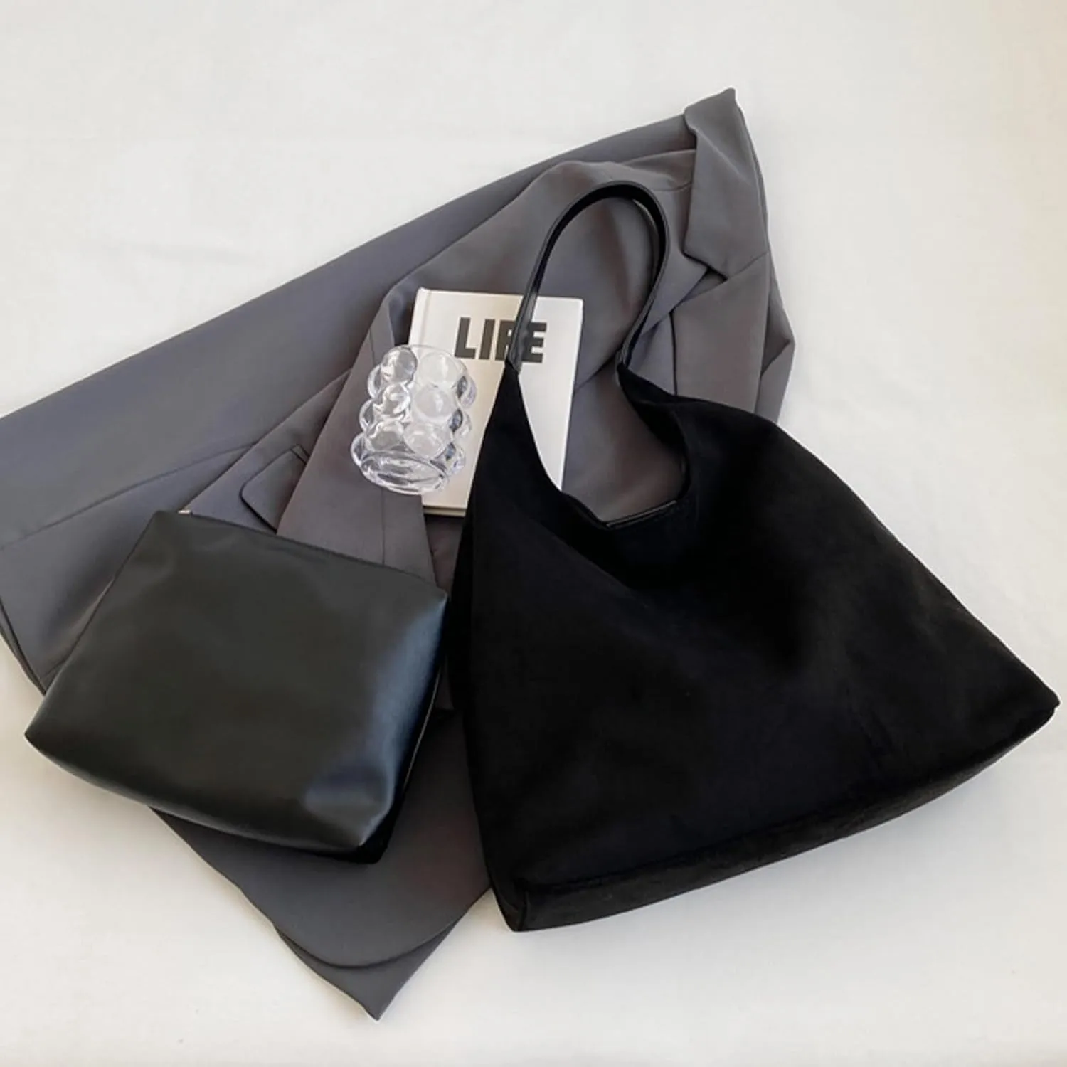 Tote Bags for Women Suede Handbag Work Slouchy Bag Shoulder Hobo Bag Office Tote Handbag