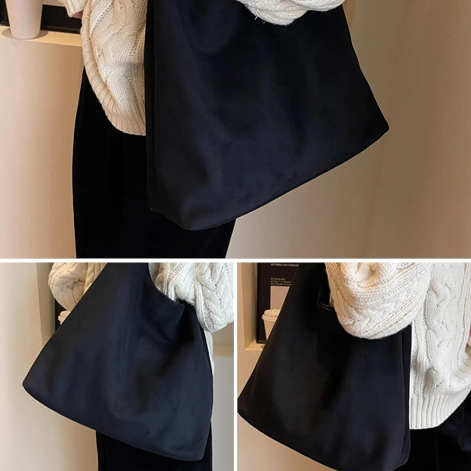 Tote Bags for Women Suede Handbag Work Slouchy Bag Shoulder Hobo Bag Office Tote Handbag