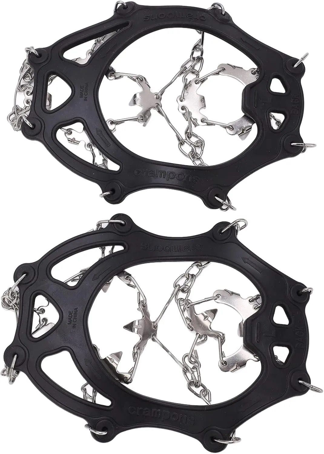 TPE Stainless Steel 19 Spikes Crampons for Hiking, Walking, Mountaineering with Snow Grips, Storage Bag