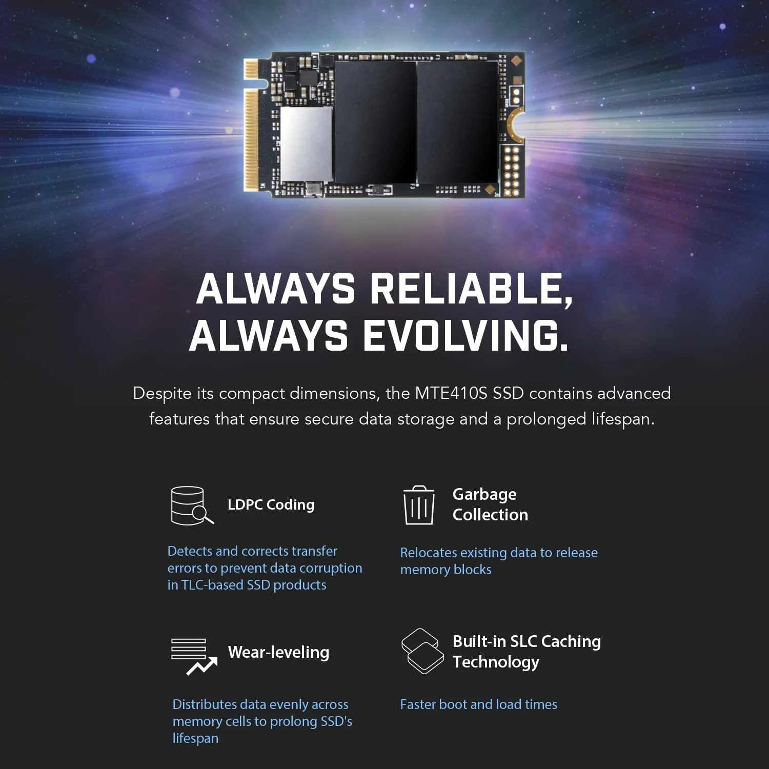 Transcend 512GB M.2 2242 PCIe Gen4x4 SSD, Compatible with Ultra-Thin Laptops, Dram-Less Low Power, Up to 5000MB/s, TLC - TS512GMTE410S