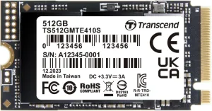 Transcend 512GB M.2 2242 PCIe Gen4x4 SSD, Compatible with Ultra-Thin Laptops, Dram-Less Low Power, Up to 5000MB/s, TLC - TS512GMTE410S